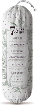 Hglian Inspirational Plastic Bag Holder,7 Rules of Life Grocery Bag Organizer Canvas Shopping Trash Bags Storage,Motivational Kitchen Décor,Gifts for Women