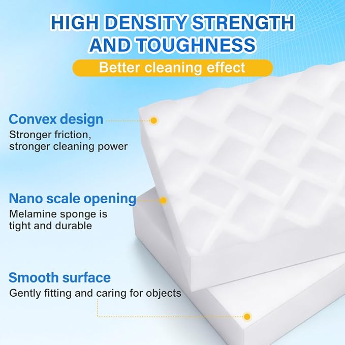 Magic Sponges Cleaning Eraser, 100Pack 2X Density Stronger Melamine Sponge Foam Pads, Multi-Functional Household Cleaner Dish Sponge, Cleaning Supplies for Kitchen, Bathroom, Floor, Sink,Wall Cleaner