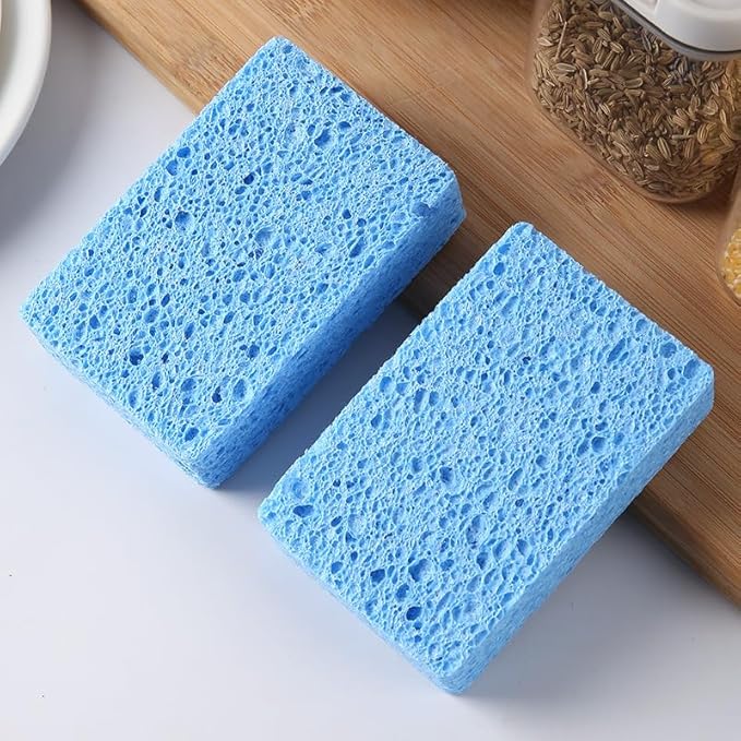 12 - Pack Non-Scratch Scrub Sponges - Sponges for Dishes and Washing Dishes, Cleaning Sponges for Kitchen Home Bathroom Cars, Funny Cut-Outs DIY for Kids (Blue)