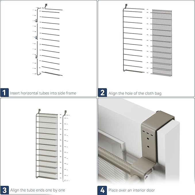 Whitmor 36 Pair Over The Door Shoe Organizer, 12 Tier Hanging Shoe Organizer, Heavy Duty Metal & Mesh Shoe Holder, Hanging Shoe Rack for Closet Organizer & Storage, 69"L x 21.7"W x 7.5"H, Mocha