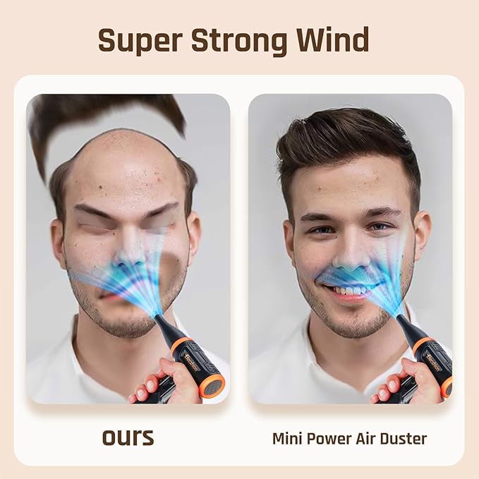 Compressed Air - Electric Air Duster, 50 mph 110000RPM Super Power Compressed Air Duster for PC/Computer/Blaster/Keyboard/Home, Variable Speed Cordless Canned Air Mini Dust Blower Quick Dusting