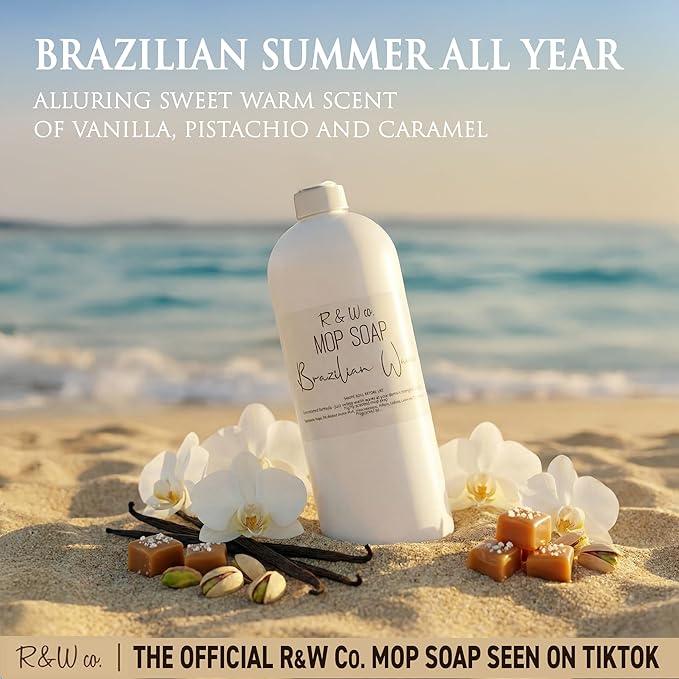 R&W CO. Original 32 oz Premium Mop Soap Brazilian Waves Scented, Gentle Floor Cleaner for all Surfaces, Non-Toxic, Pet and Skin Safe Formula, Streak-Free Shine
