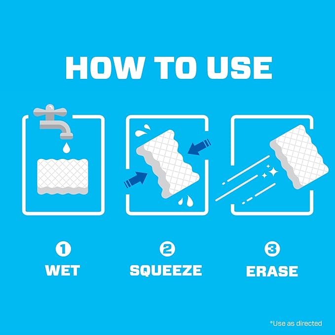 Mr. Clean Magic Eraser Sponge, All Purpose Cleaner, Cleaning Scrubber, Wall Cleaner, Sneaker Cleaner, Kitchen, Bathroom, Shower Cleaning Supplies, Melamine Sponge, Cleaning Pads, Extra Durable, 4ct