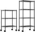 DUMOS 2 Pack 3Tier 4Tier Metal Shelving, Heavy Duty Shelves Wire Shelving Unit with Removable Wheel Casters, Shelves Organizer for Bathroom Garage Living Room Kitchen Pantry Laundry
