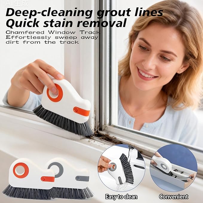 2pcs 2 in 1 Groove Cleaning Brush, Easy to Store Window Track Cleaning Tools, Multifunction Window Track Cleaner, Track Cleaning Tools Suitable for Sliding Door Tracks, Shutter Door Window Track