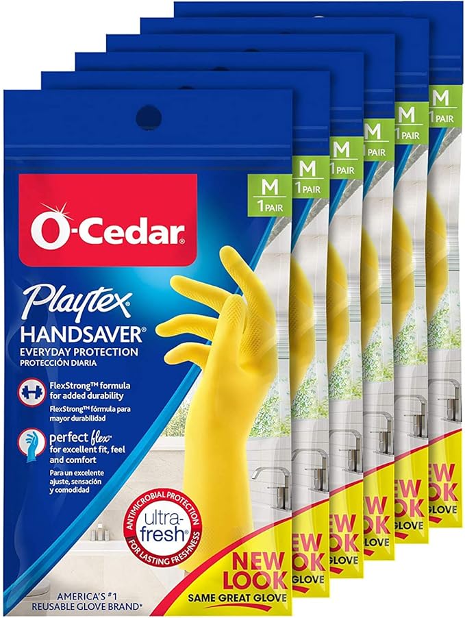 Playtex HandSaver Gloves, Sassy Colors, (Sizes 7-1/2-8), Medium (Pack of 6)