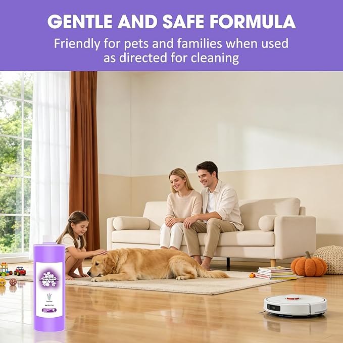 Lavender Scent Floor Cleaning Solution, 1L 33.8Fl Oz, Compatible with Ecovacs X1/X2/X5/X9/X11/T20/T30/T50/T80/N20/N30 Series and all other Robot Vacuum Cleaners, Deep Cleans, Residue-Free & Pet Safe