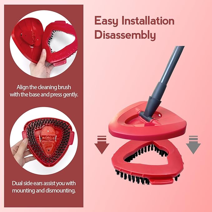 Spin Mop Scrub Brush Head Compatible with oceda EasyWring 1-Tank System, 2 pcs Scrub Brush, Floor Scrubber Hard Bristle Cleaning Brush for Bathroom, Kitchen, Tub and Tile