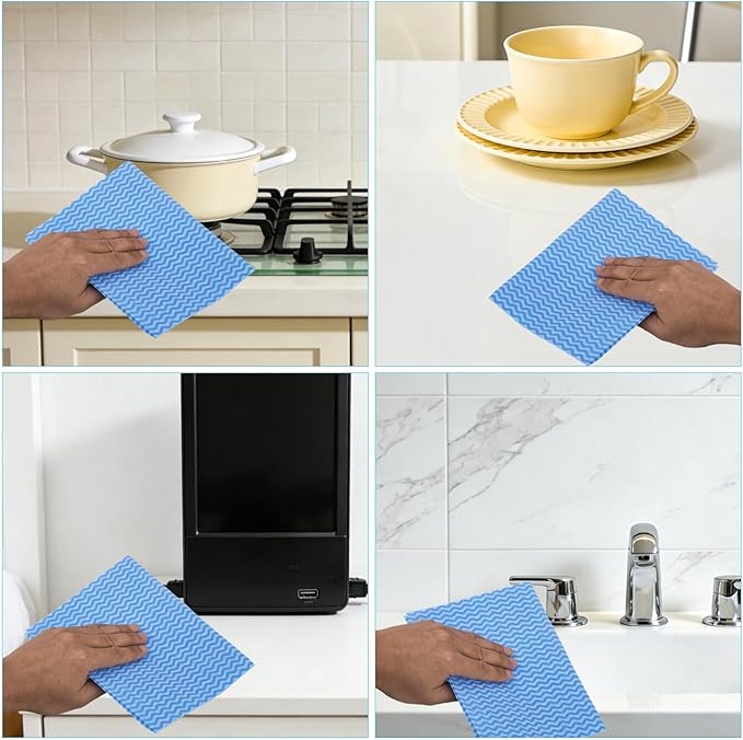 Disposable Kitchen Cleaning Towel Disposable Dish Cloths, Reusable Wipes Heavy Duty Cleaning Rags 50 Count/Pack