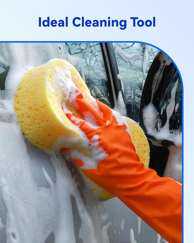 Temede Car Wash Sponge, Large All Purpose Sponges for Cleaning, 2.4in Thick Foam Scrubber Kit, Sponges for Dishes, Tile, Bike, Boat, Easy Grip Sponge for Kitchen, Bathroom, Household Cleaning, 3pcs