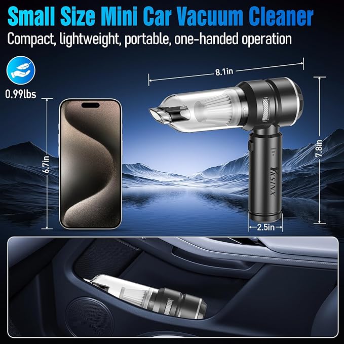 Car Vacuum Cleaner High Power,18000PA Handheld Vacuum Cordless with Brushless Motor,4 in 1 Portable Mini Vacuum Cleaner & Air Duster,3 Gear,Small Handheld Vacuum Rechargeable for Car,Home