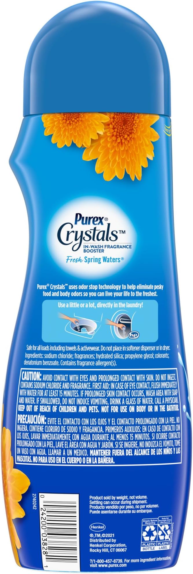 Purex Crystals In-Wash Fragrance and Scent Booster, Fresh Spring Waters, 21 Ounce (Pack of 4)