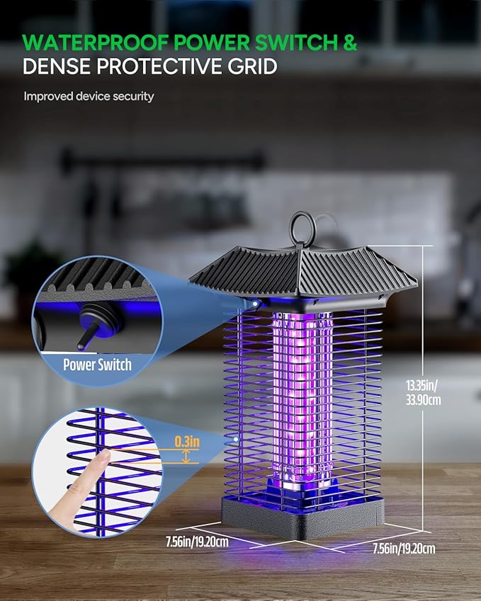 Buzbug LED Bug Zapper Indoor Outdoor, LED Bulbs Up to 50,000 Hours, 6.5ft Power Cord, High-Voltage, Sustainable Less Power, Mosquito Zapper, Fly Trap Mosquito Trap, Fly Killer Fly Zapper -MO005B