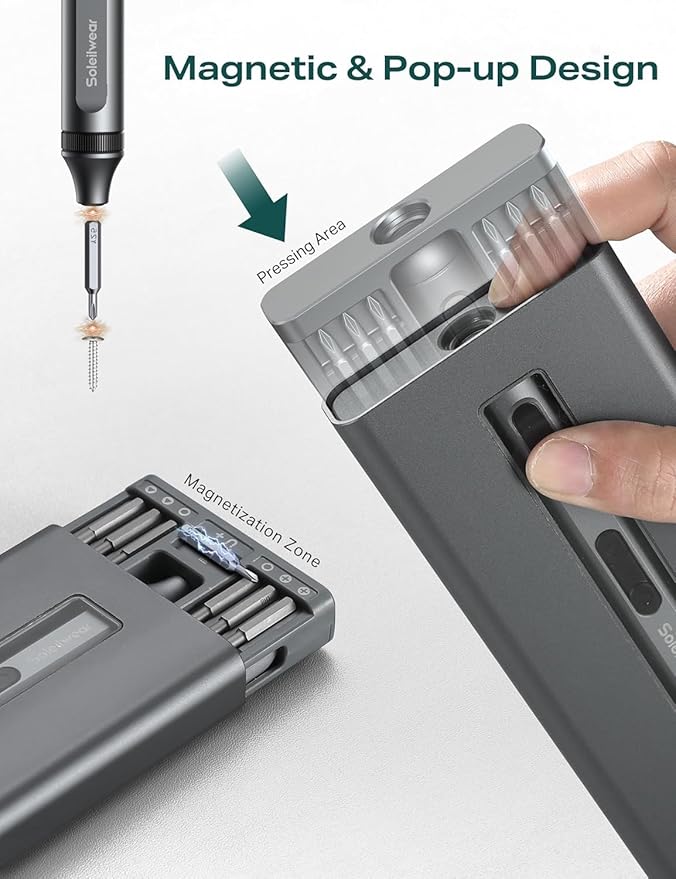 Mini Electric Screwdriver Set, 52 in 1 Precision Electric Screwdriver Cordless with 48 Magnetic Bits, Power Screwdriver Repair Tool Kit with Tweezers and Pry Bar, for Laptop Phone Electronics Repair