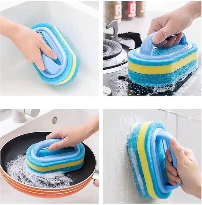 2pcs Household Cleaning Tools Quality Sponge Cleaning Brush with Handle Perfect for Daily Use in Kitchen Thick Sponge Brush