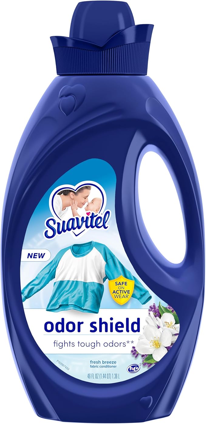 Suavitel Odor Shield Liquid Fabric Softener, Laundry Odor Eliminator, Fresh Air Scent, 46 oz
