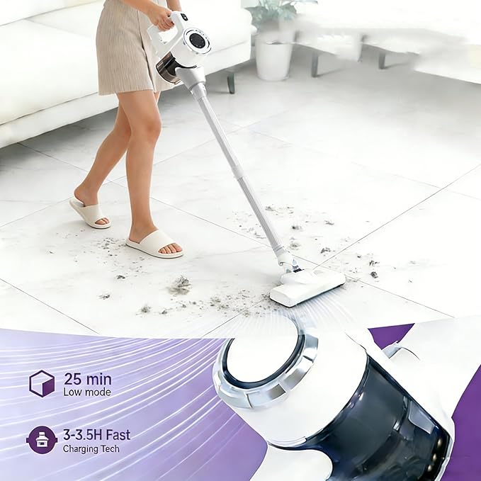 LAQVITA 2026 New Cordless Vacuum Cleaner with Mop Function|1.5L Dust Cup, Washable HEPA Filter| Lightweight 4.27lbs Stick Vacuum for Hard Floors/Tiles + Blower Function, Water Tank & Mop Pads