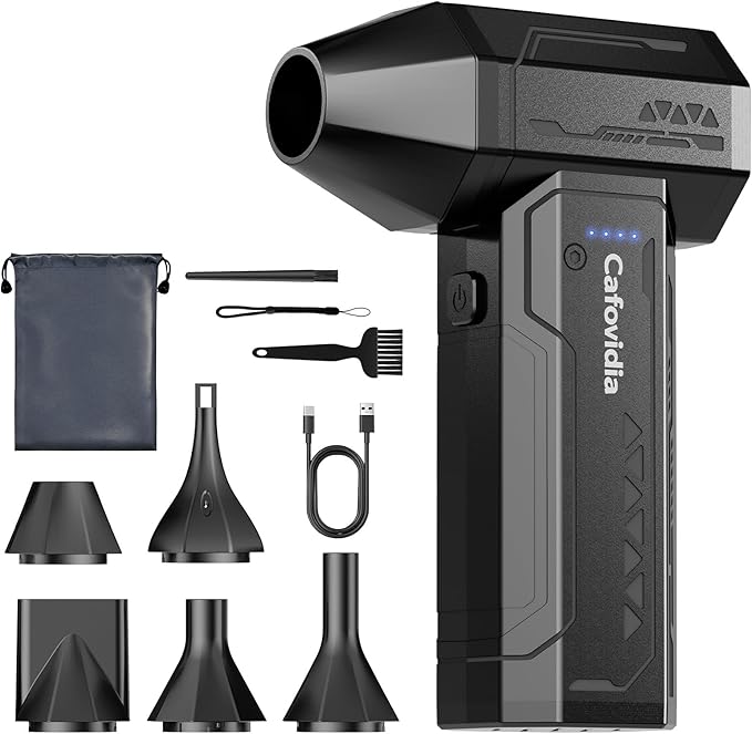 Electric Air Duster- 3 Times The Standard Wind Power, 300000RPM 10000mAh Compressed Air Duster, Brushless Motor, 4-Gear Adjustable, Rechargeable Mini Air Blower for PC, Home, Outdoor, Car