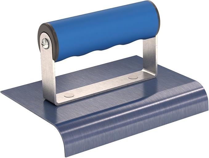 Bon Blue Steel Edger 6 in. x 4 in. Concrete Finishing Tool 5/8 in. Radius 7/8 in. Lip Comfort Grip Handle Flexible Blade