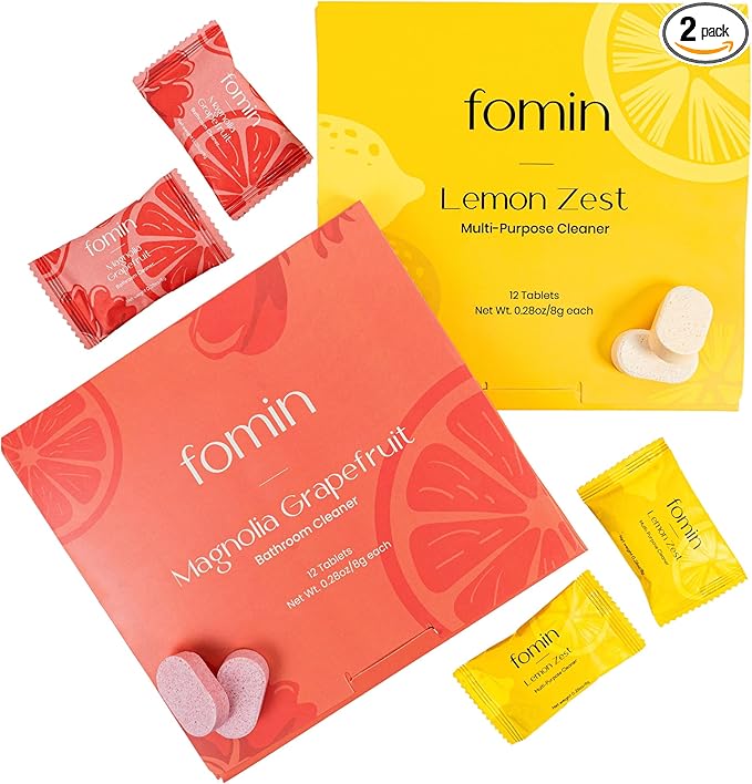 FOMIN Cleaner Refill Tablets - 24 Tablets (2 Pack) - Makes 408 fl oz (24 x 17 Fl oz) Magnolia Grapefruit & Lemon Zest - All-In-One Tablet Cleaner For Bathroom, Household & Kitchen Cleaning