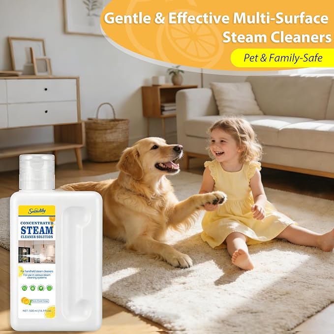 Snowlily 20X Concentrated Multi-Surface Steam Mop Solution for All Steam Mops & Machines – Cleans Floors, Curtains, Carpets & Fabrics, Fresh Floral Scent, 16.9 fl oz (Orange)
