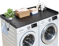 VEVOR Washer Dryer Countertop with 3 Splicing Panels, 54" x 27" Wooden Washer and Dryer Countertop with 2 Hooks, Water-Resistant Laundry Topper for Laundry Room Organization and Storage, Black Marble