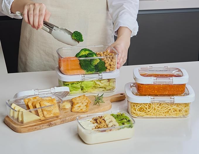 Felli Duo Loc Meal Prep Container for Refrigerator, Leak Proof Stackable Kitchen Tupperware for Leftovers Food Storage Travel Lunch Container, Christmas Gift for Her (Fridge Organizer 12pk)