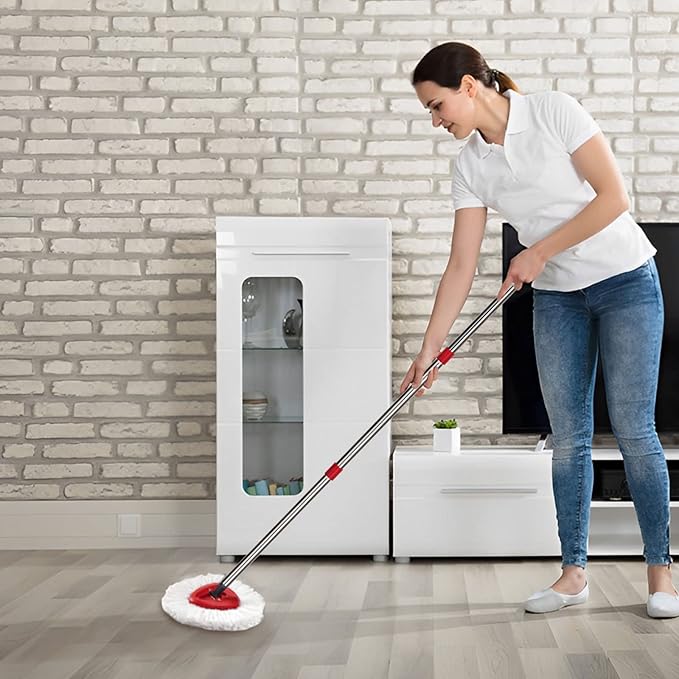 Qulable Spin Mop Replacement Handle - 4-Section 30" to 58" Mop Handle Replacement Stick Compatible with O-Ceda Spin Mop, EasyWring Mop Handle for Floor Cleaning(Mop Head&Base not Include) (Red)