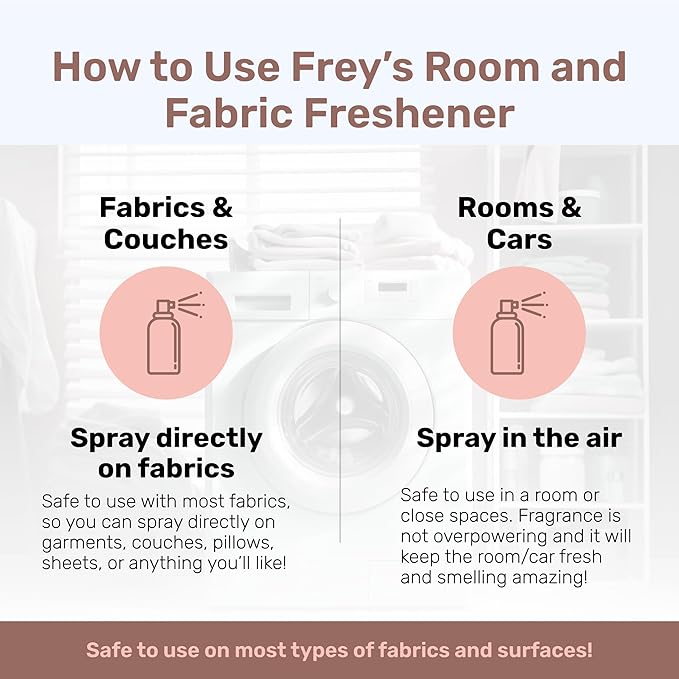 Frey Fabric Freshener Spray – Pack of 2 | Linen Spray Deodorizer for Laundry | Jasmine Rose | 2oz Bottles
