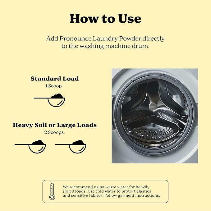 Pronounce Laundry Detergent Powder Alternative | Cleaner Ingredients. Safer for Sensitive Skin. Stain + Smell Fighting. With Essential Oils. HE Safe - 120 Loads (Lemon).