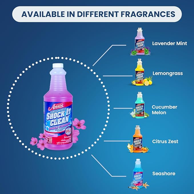 Professor Amos Shock It Clean MultiPurpose Cleaner Double Strength Concentrate All Purpose Carpet, Jewelry, Upholstery, Leather, Stain Remover & Floor Cleaner (Spring Breeze 32 Oz)