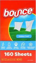 Bounce Dryer Sheets Laundry Fabric Softener Fresh Scent - Long Lasting Fresh Dry Cleaning Sheets for Tumble Dryer - Helps Reduce Wrinkles and Soften Fabrics, Repel Lint and Hair (160 Count)