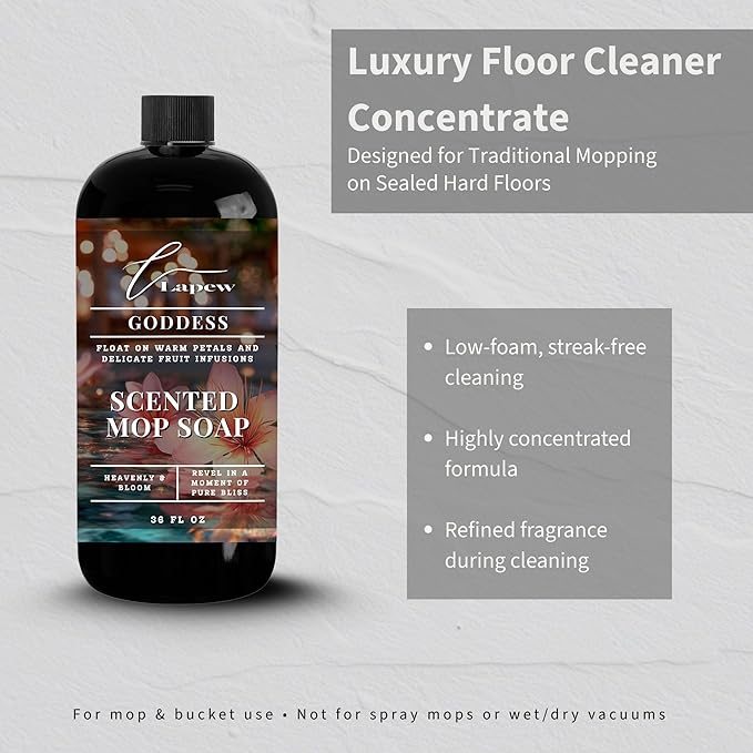 Lapew Goddess Scented Mop Soap - Luxury Floor Cleaner Concentrate for Mopping Tile, Laminate, Vinyl & Hardwood | Streak-Free, Low-Foam | 36 oz