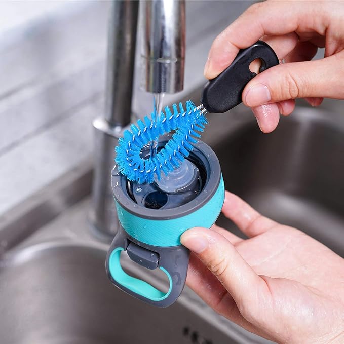 3-in-1 Stainless Steel Bottle Brush and Straw Cleaning Set, Long Handle Scrub Brush with Replaceable Head for Water Bottles, Glasswares, Mugs, Flasks, Tumblers, Vases, Flat Head