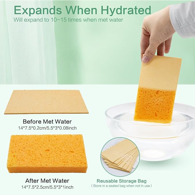 Large Cellulose Sponges, Kitchen Sponge for Dish, Thick Heavy Duty Scrub Pads, Non-Scratch Scrubber for Household/Cookware/Bathroom/Office/Boat 5.5" x 3" x 1" (7 Pack) Yellow