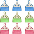 9 Pcs Small Dustpan and Brush Set Mini Broom and Dustpan Set with Handle Nesting Portable Cleaning Tools for Home Office Car Keyboard Countertop and Pet Nest (Blue Red Green)