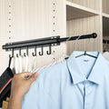 BaiNong Valet Rod for Closets Pull Out Closet Valet Rod Slide Out Extra long 16.5 inch Black Valet Rods for Closets With 6 Hooks