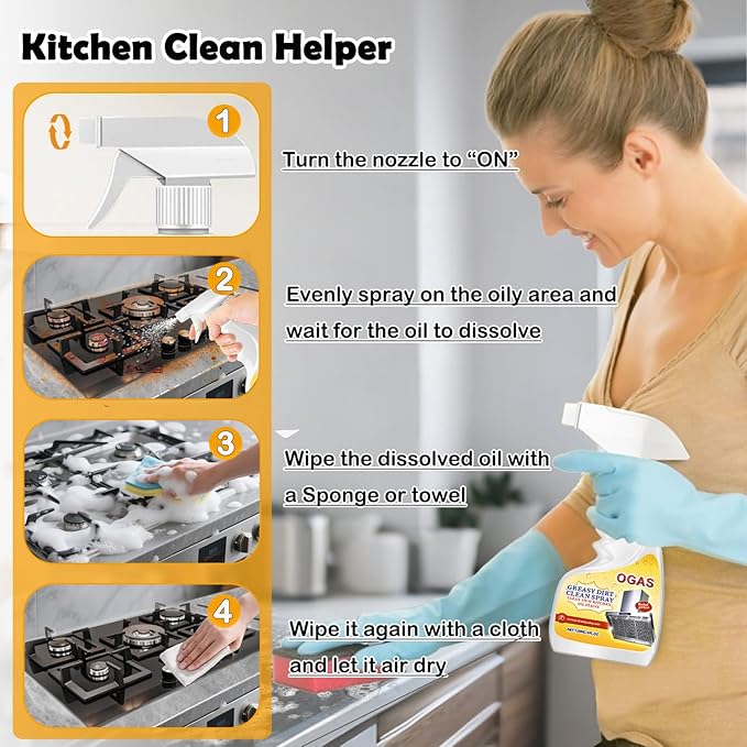 Stainless Steel Cleaner Foam, Heavy-Duty Degreaser Oven & Stove Top Cleaner, Remove Kitchen Stubborn Grease & Grime for Rang Hood, Grill, Pot Cleaning -120ml/4Fl.Oz