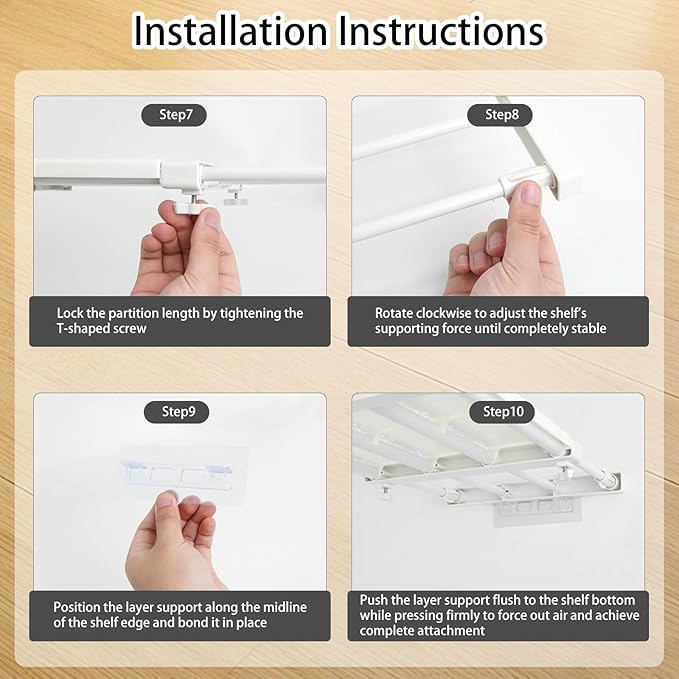 5 Pcs Closet Tension Shelf Rod Expandable Adjustable 10.83-18.3 inch Shelf Locker, Wardrobe Storage Organizer, Cabinet Layered Divider Separator, for Cabinet Kitchen Bathroom