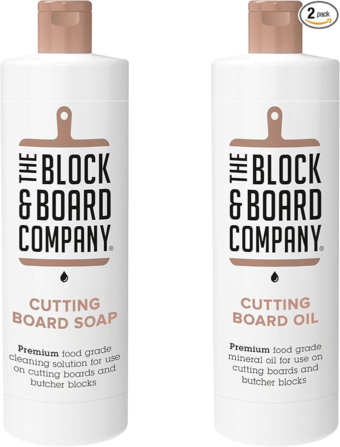 Specialist Board Cutting Board Cleaning Kit by the Block & Board Company | Food Grade Soap & Oil | Cleans & Restores Wood, Butcher Block, Countertop & Utensils | 2 Piece Set