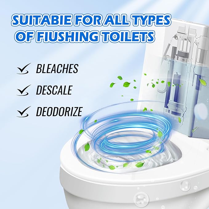 Automatic Toilet Bowl Cleaner Tablets–Fresh Scent,Long-Lasting Clean–Safe for Tanks&Pipes Deodorizing and Descaling –Bathroom Cleaner Against Tough Stains Keeps Bowl Clean Between Washes-50 PACK-1111