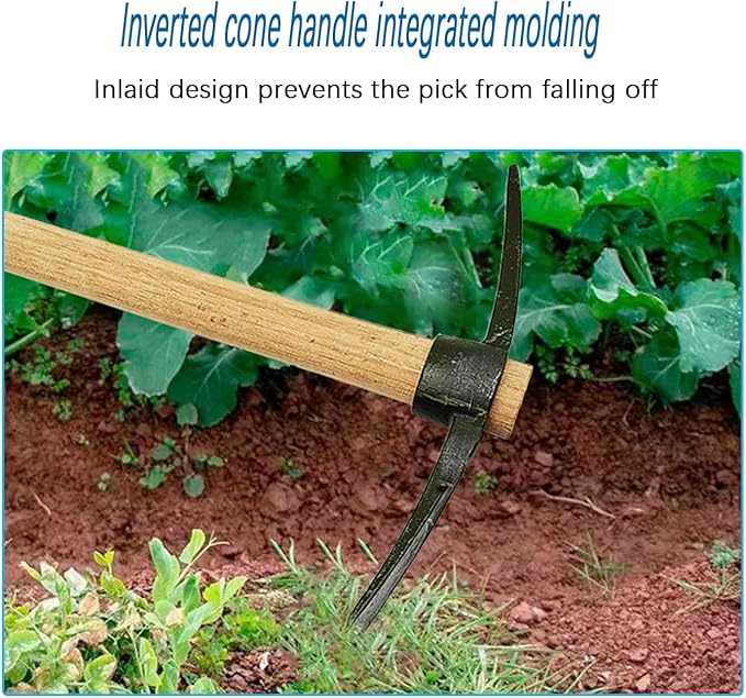 Forged Heat Treated Weeding Garden Pick Axe,for Gardening,Planting Vegetables and Fruits,Camping and Outdoors Climbing Pickaxe