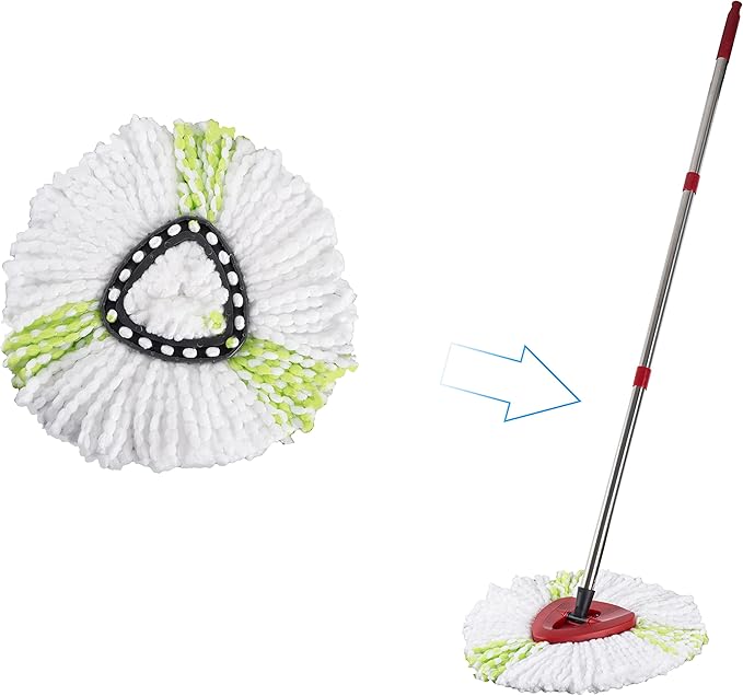 Matthew Cleaning 12Pack Green Microfiber Spin Mop Replacement Head Compatible with EasyWring Spin Mop Replace Head-EasyWring High Absorbency,Machine Washable,Microfiber Spin Mop Refills