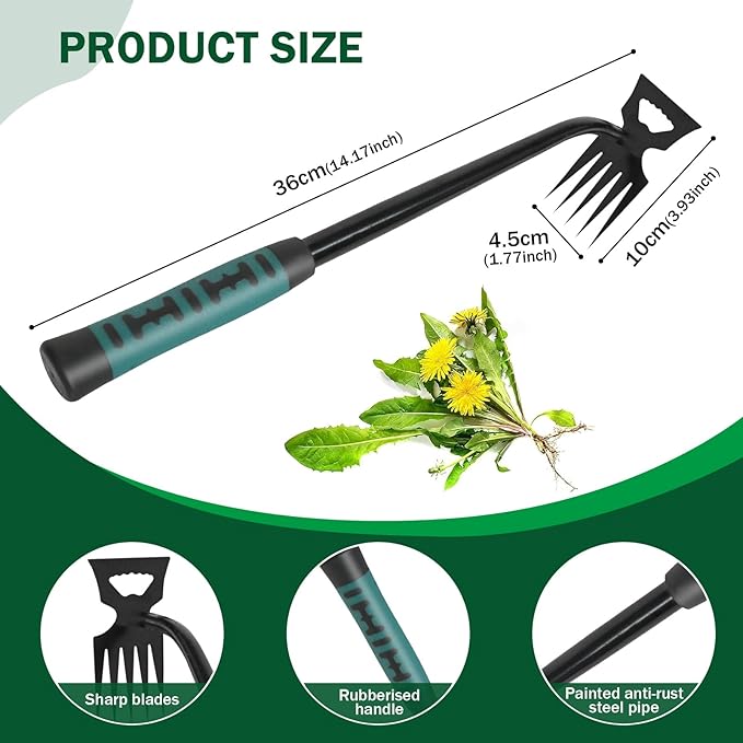 Weed Remover Tool,Portable Garden Weeder Tool,2026 New Gardening Weeding Tools,for Garden Hand Tools for Vegetable Gardening Backyard Farm Planting & Uprooting Weeding Tool (5 Teeth)