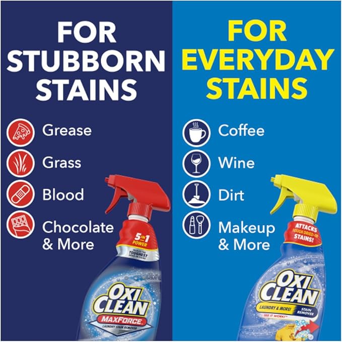 OxiClean Max Force Laundry Stain Remover Spray, 12 fl oz + 48 Fl Oz Refill Bottle Kit 60 Fl Oz Total