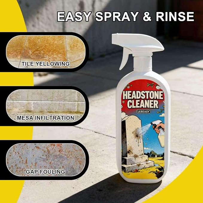 Headstone Cleaner for Graves, Tombstones & Headstones, 17 oz, Tombstone cleaner for Restore & Guard Granite, Stone,Tile, Concrete, Limestone, Slate, Marble，Flooring