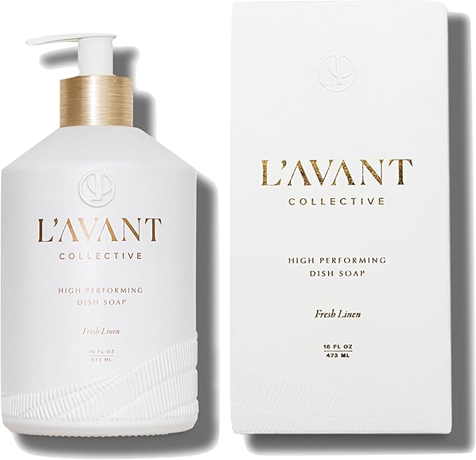 L'AVANT Collective High Performing Dish Soap | Plant-Based Ingredients & High Performing Formula | Fresh Linen Scent | Reusable Glass Bottle I 16 FL oz/473 mL