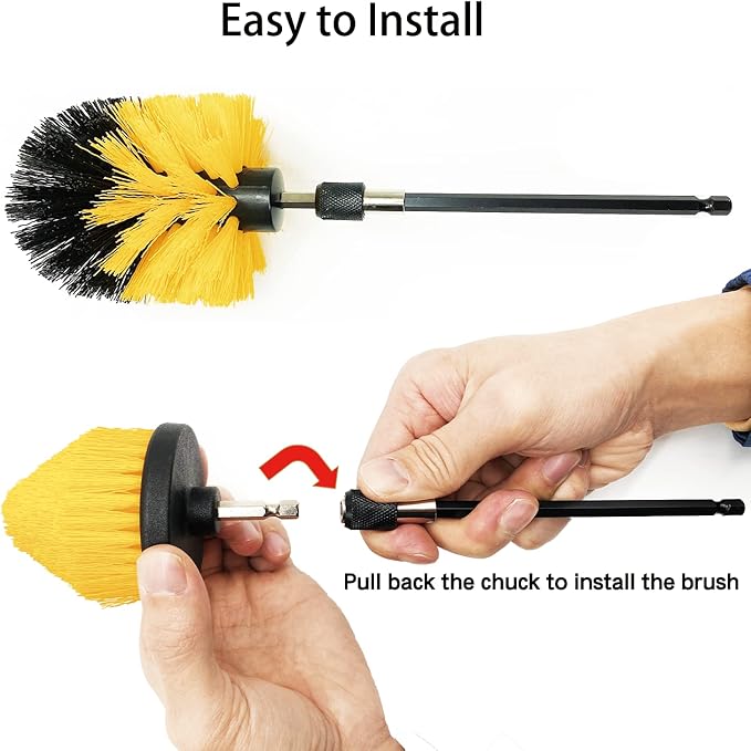 8 Pack Drill Brush Attachment Set,1/4in Power Scrubber Brush + Extend Long Attachment,Multi-Purpose Brush Drill Attachment, Power Cleaning Scrub Brush for Bathroom, Tub, Tile, Corner