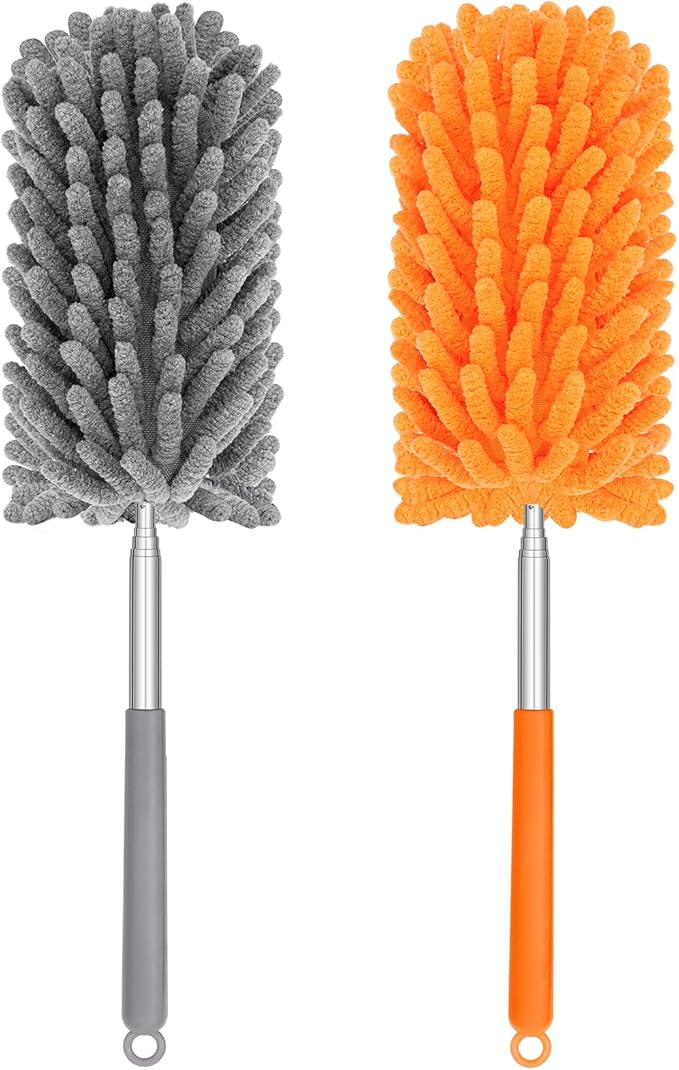 Mini Duster for Cleaning, 360° Bendable Hand Dusters with Extension Pole, Washable Small Duster for Car Interior, Office, Furniture