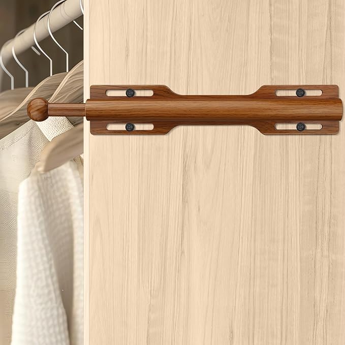 FIRJOY 12" Valet Rod for Closet Pull Out (1 Pack, Wood Grain)